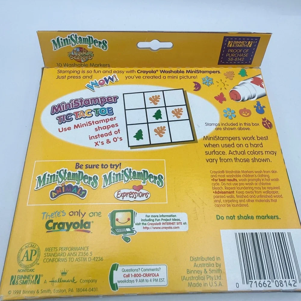 Vintage 1998 Crayola Mini Stampers Four Seasons 10 Washable Markers Set USA Made